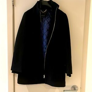 J.Crew Italian Stadium Cloth Black Coat Size 8.